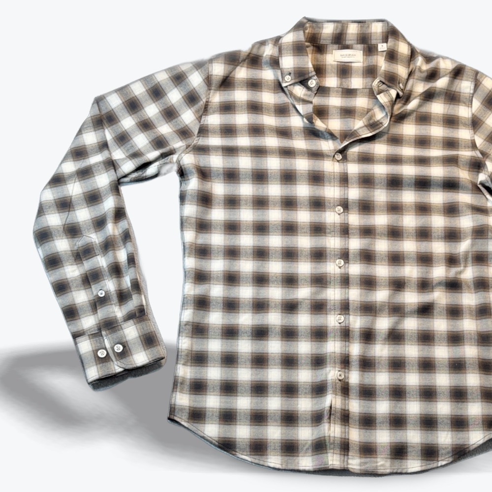 Savannah Long Sleeve Button Down Lightweight Check Plaid Tencel Blend Small